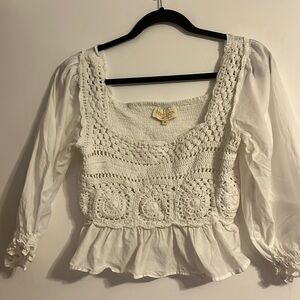 White Boho Chic Crochet Top M